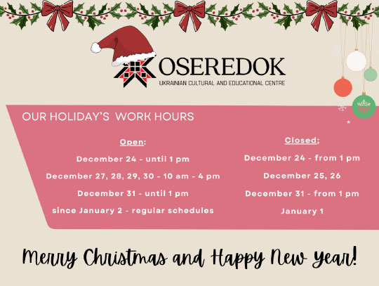 OSEREDOK Holiday Hours